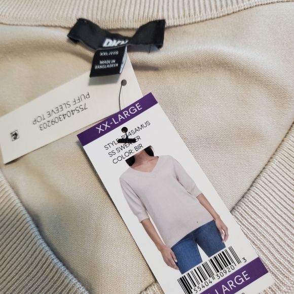 NWT DKNY Knit top Size XXL, Retail $69.00, classic, birch in color - Picture 10 of 12